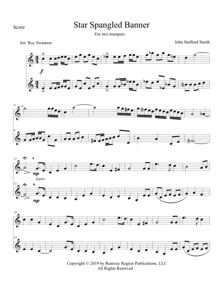 Star Spangled Banner Duet for two trumpets (arr. Roy Swanson)