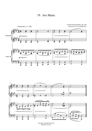 19.  Ave Maria  25 Progressive Studies Opus 100 for 2 pianos Friedrich Burgmüller (arr. Philip Kim)