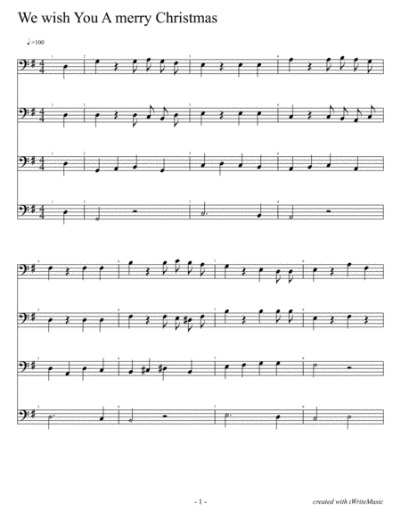 We Wish You A Merry Christmas for Cello Quartet (arr. Sharon Wellington Wilkins)