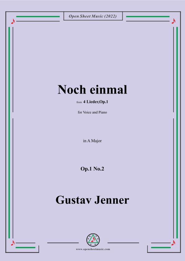 Jenner-Noch einmal,in A Major,Op.1 No.2,from '4 Lieder,Op.1’ (arr. OSM Press)