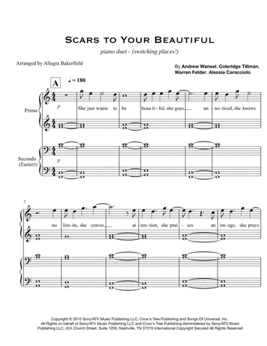 Scars To Your Beautiful (arr. Allegra Bakerfield)