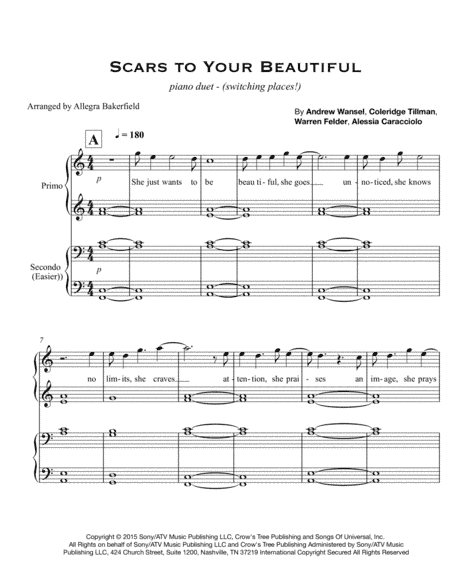 Scars To Your Beautiful (arr. Allegra Bakerfield)