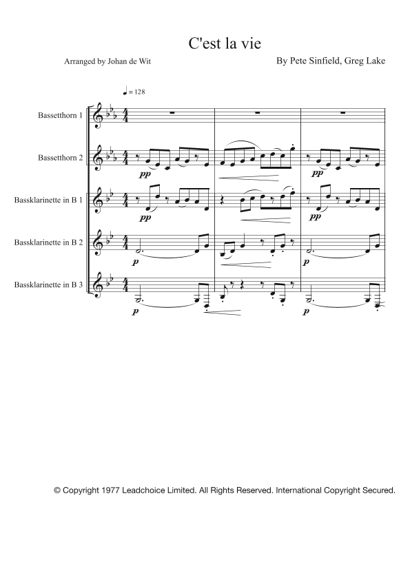 C'est La Vie (arr. Johan de Wit)