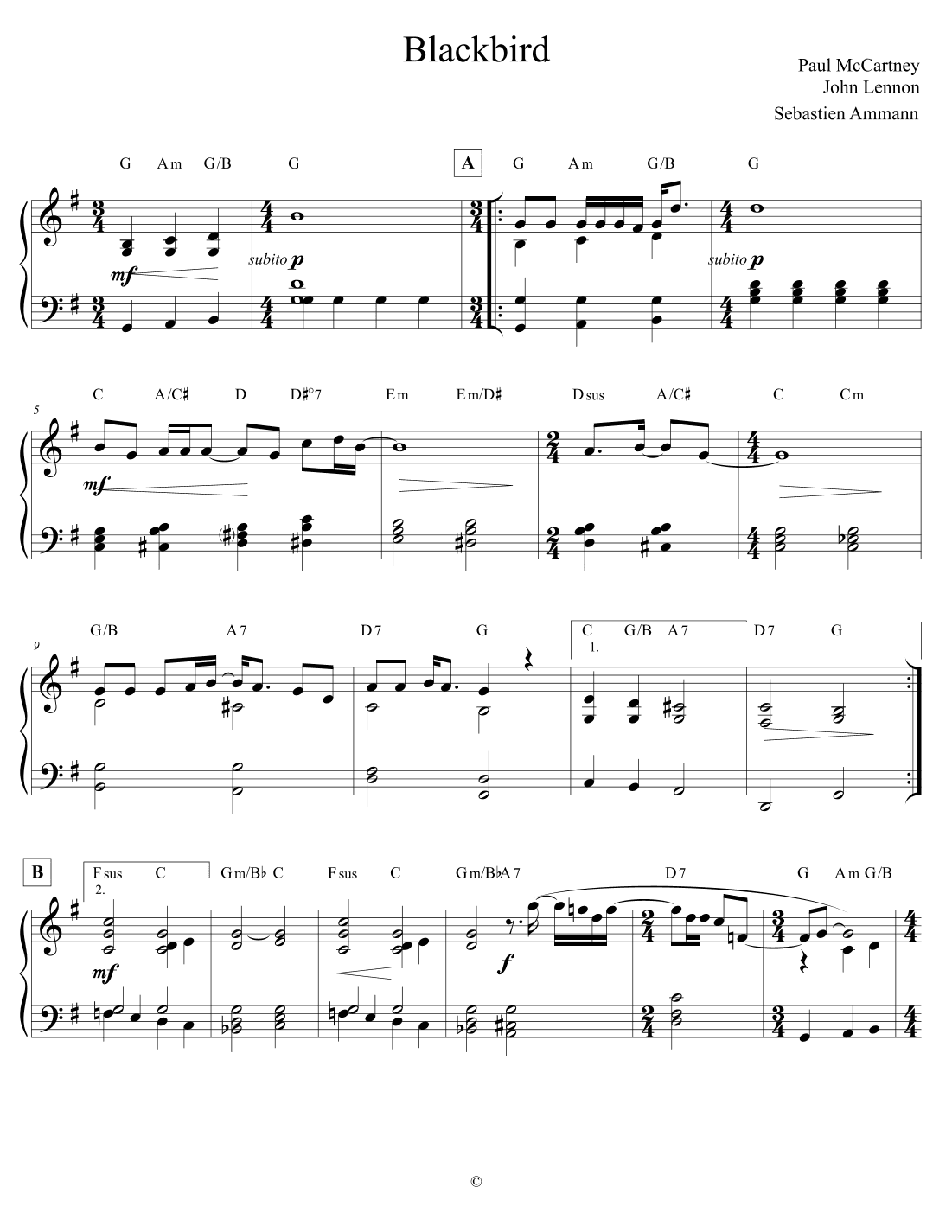Blackbird (arr. Sebastien Ammann)