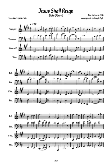 Jesus Shall Reign (Brass Quartet) (arr. Joseph Pugh)