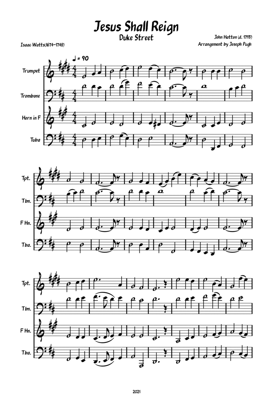 Jesus Shall Reign (Brass Quartet) (arr. Joseph Pugh)