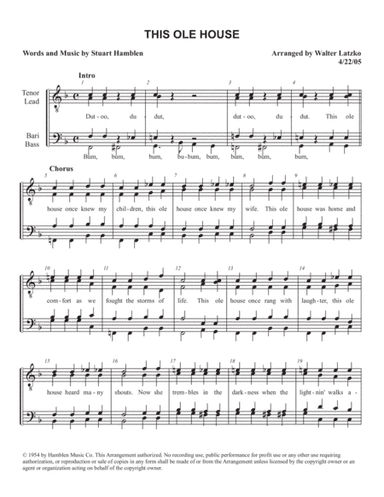 This Ole House (arr. Walter Latzko)