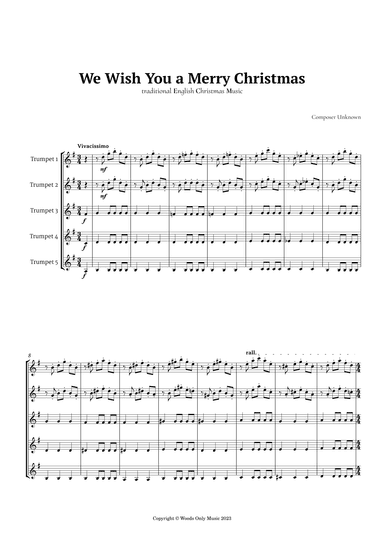 We Wish You a Merry Christmas for Trumpet Quintet (arr. Ander)