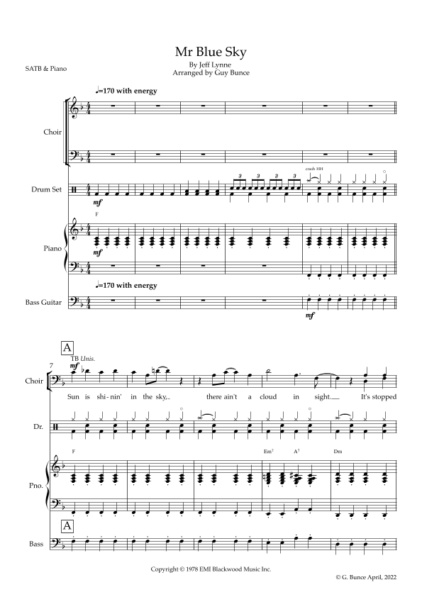 Mr. Blue Sky (arr. Guy Bunce)