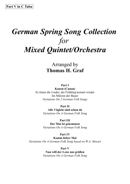 German Spring Song Collection - 5 Concert Pieces - Multiplay - Part V in C (arr. Thomas H. Graf)