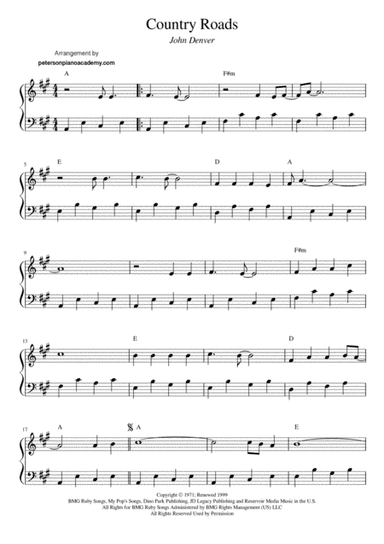 Take Me Home, Country Roads (arr. Peterson Piano Academy)
