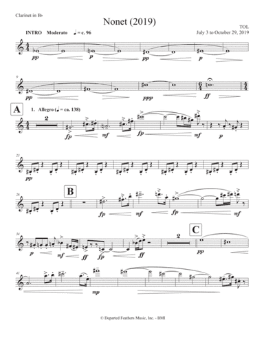 Nonet (2019) clarinet part