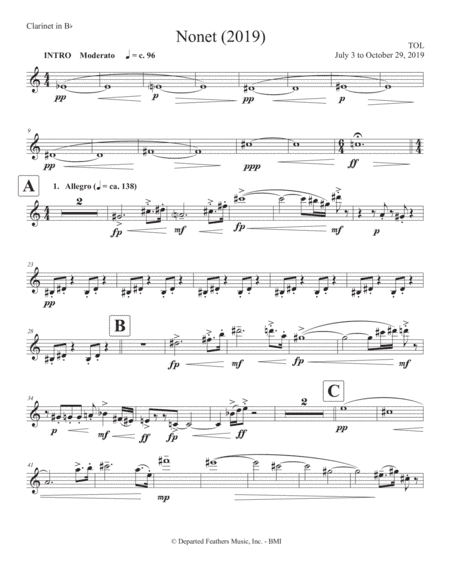 Nonet (2019) clarinet part