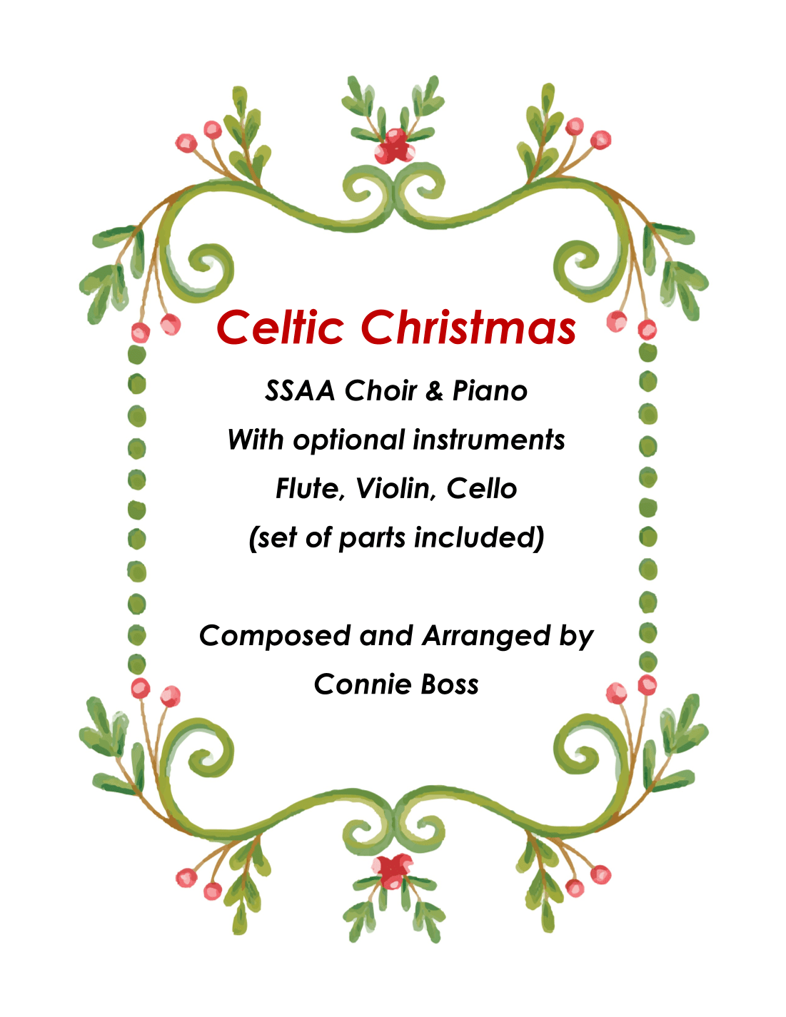 Celtic Christmas SSAA and piano with optional instruments
