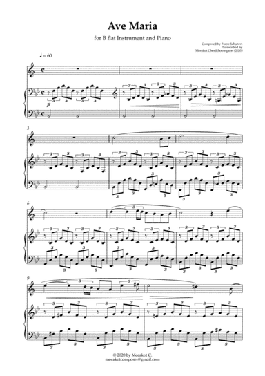 Ave Maria for B flat Instrument and Piano (Schubert) (arr. Morakot Cherdchoo-ngarm)