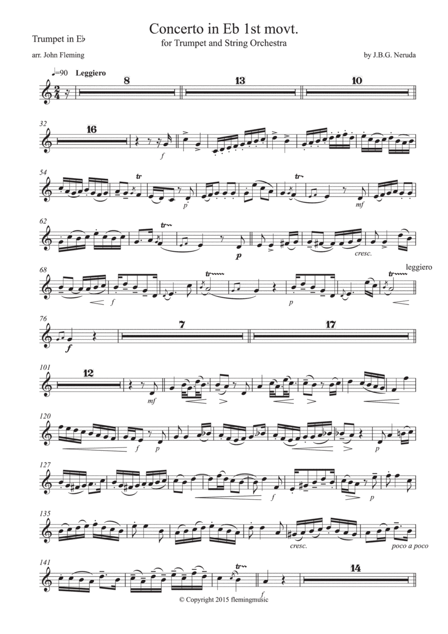 Neruda Trumpet Concerto in Eb (trumpet parts for Eb trumpet) (arr. John Fleming)