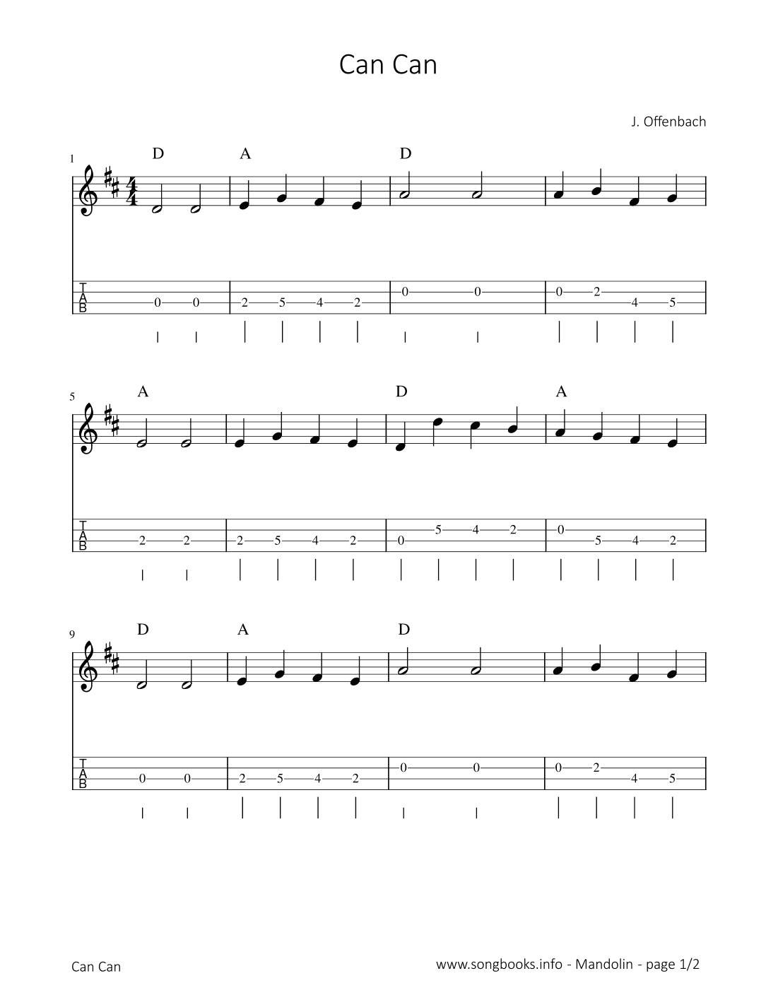 Can Can - J. Offenbach (arr. songbooks.info)