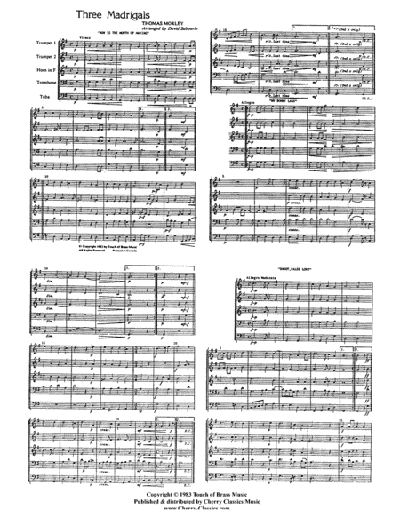 Three English Madrigals for Brass Quintet (arr. Sabourin, David)