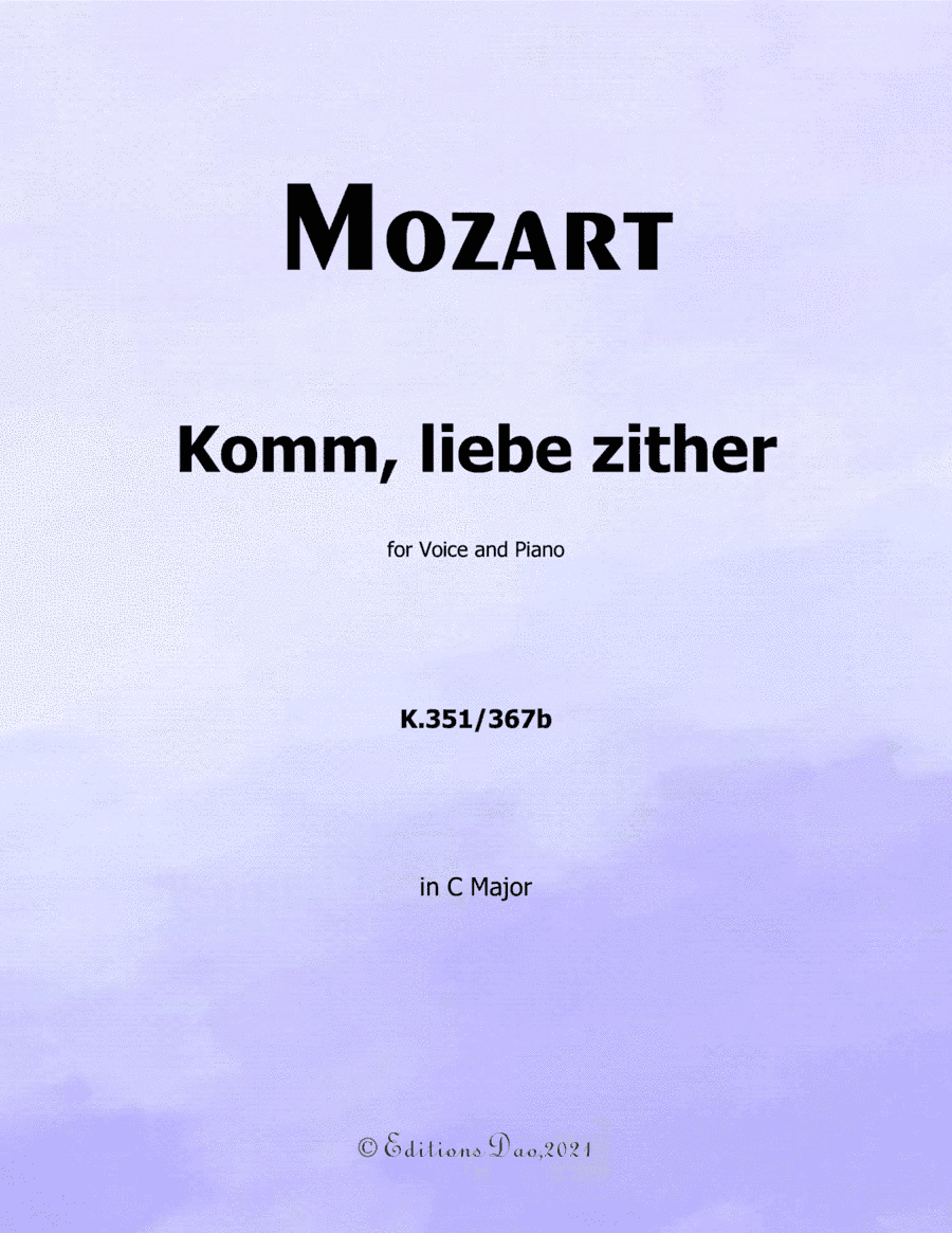 Komm, liebe zither, by Mozart, in C Major (arr. Editions Dao)