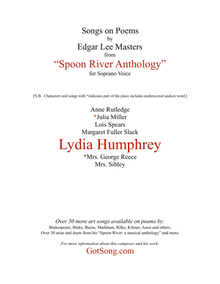 Lydia Humphrey from "Spoon River"
