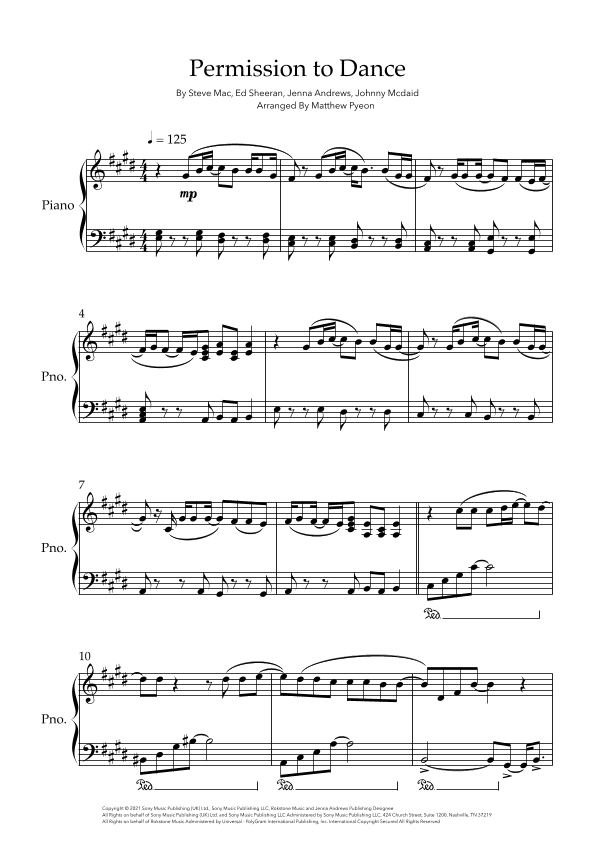Permission To Dance (arr. Matthew pyeon)
