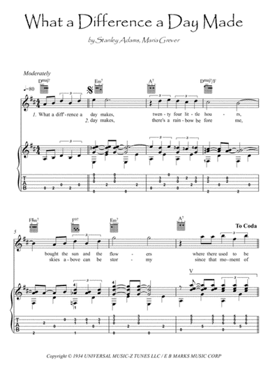 What A Diff'rence A Day Made (arr. PianoSheetNow)
