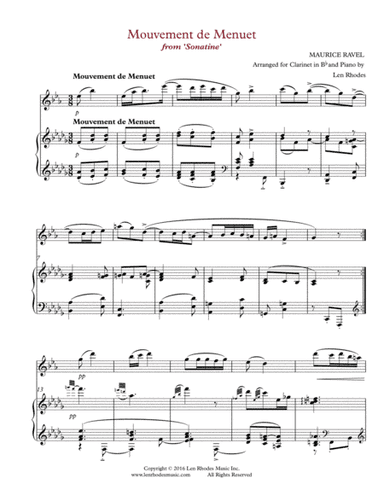 Ravel - "Mouvement de Menuet", from 'Sonatine', for Clarinet and Piano (arr. Len Rhodes)