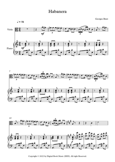 Habanera - Georges Bizet (Viola + Piano) (arr. Digital Book Music)
