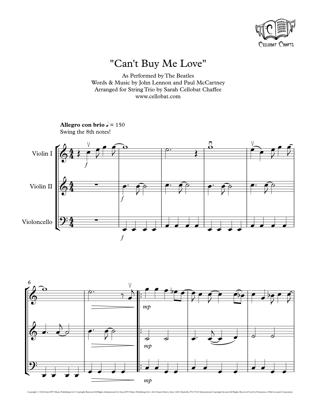 Can't Buy Me Love (arr. Sarah Cellobat Chaffee)