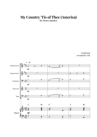 My Country 'Tis of Thee (America) (arr. GDJ)
