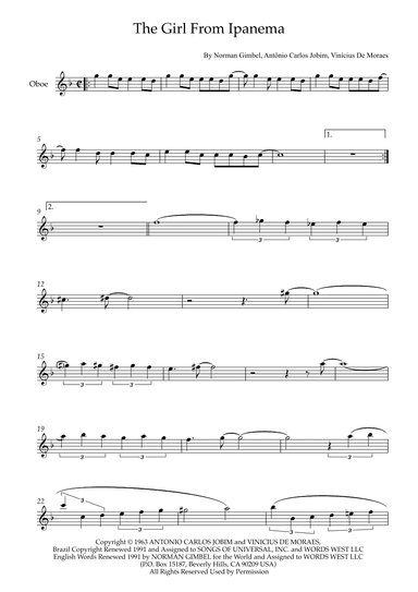 The Girl From Ipanema (garôta De Ipanema) (arr. Karen Gueiros)
