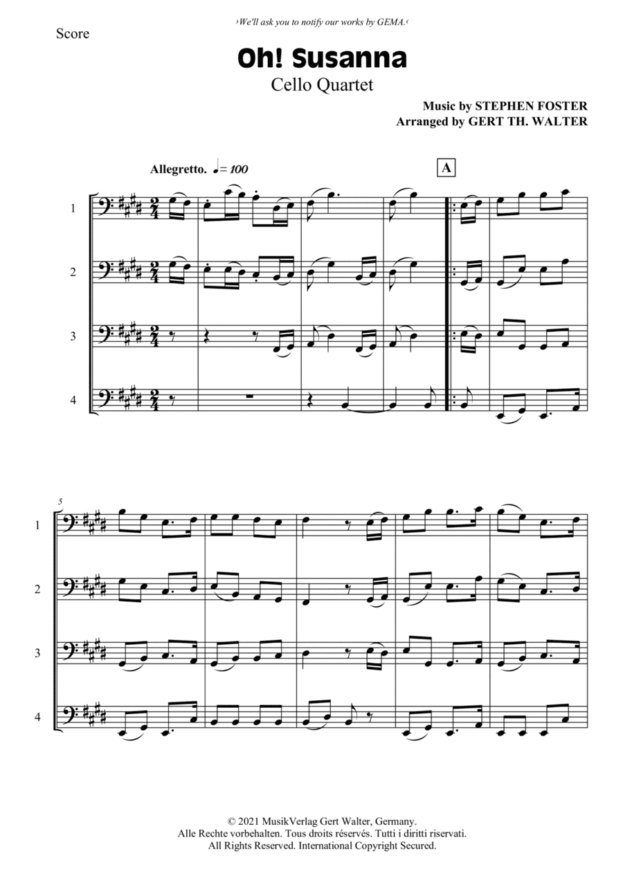 Oh! Susanna (arr. Gert Th. Walter)