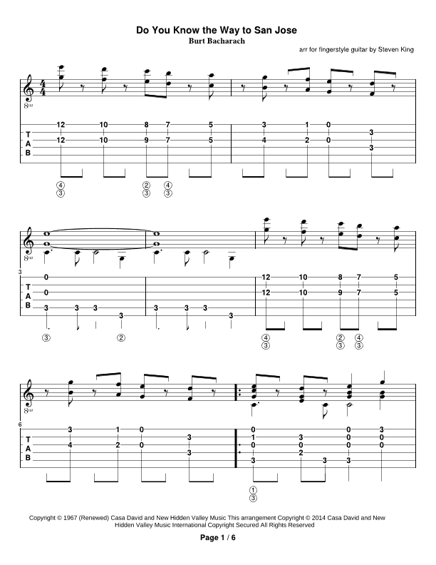 Do You Know The Way To San Jose (arr. Steven Michael King)