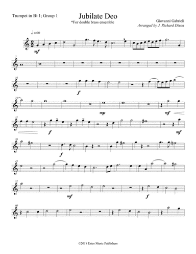 Jubilate Deo for Double Brass Quartet/Ensemble (arr. J. Richard Dixon)