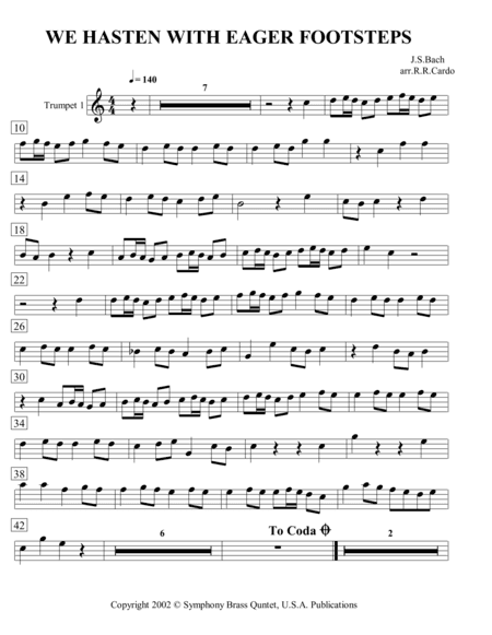 Easter Music - 3. We Hasten with Eager Footsteps (Trumpet 1) (arr. R.R.Cardo)