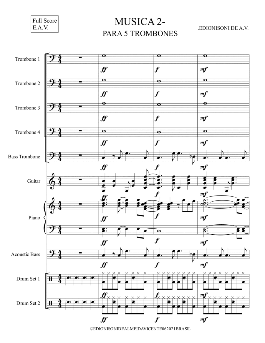 MUSICA 2 - PARA 5 TROMBONES - GRADE
