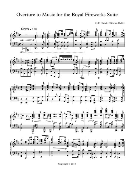 Overture to Music for the Royal Fireworks Suite, HWV 351, Piano Solo arr. by Shawn Heller (arr. Shawn Heller)