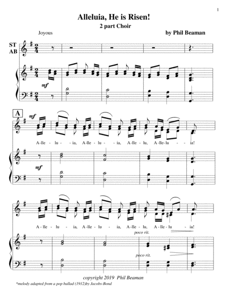 Alleluia, He Is Risen!  - 2 part Mixed Choir