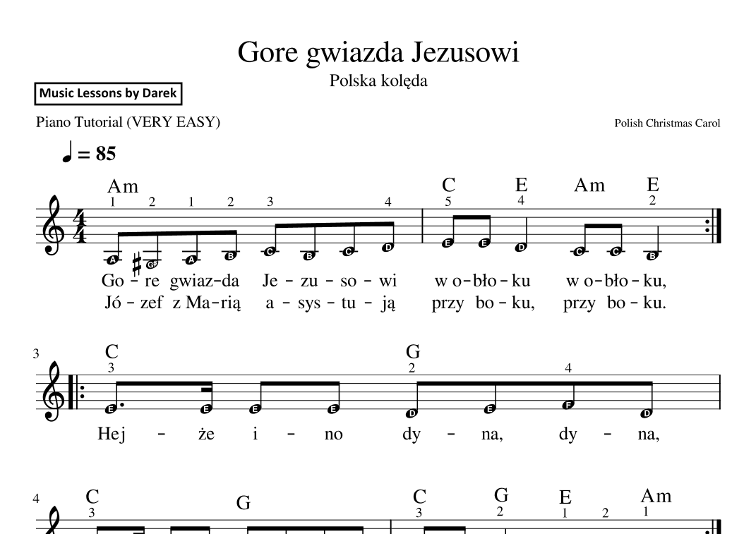 Gore gwiazda Jezusowi (Polish Christmas Carol) [VERY EASY PIANO] (arr. Darek)