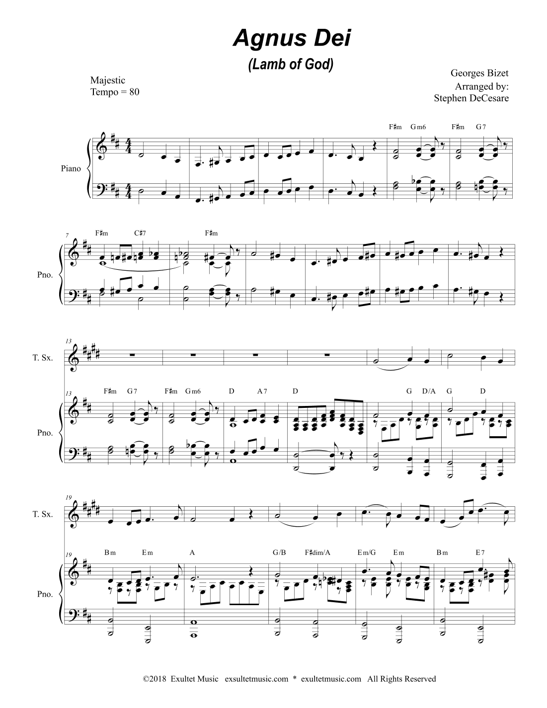 Agnus Dei (Duet for Soprano and Tenor Saxophone) (arr. Stephen DeCesare)