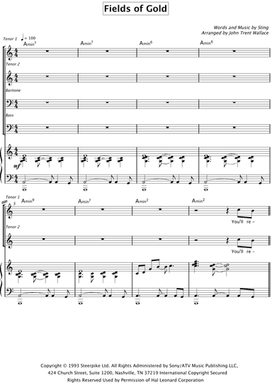 Fields Of Gold (arr. John Trent Wallace)