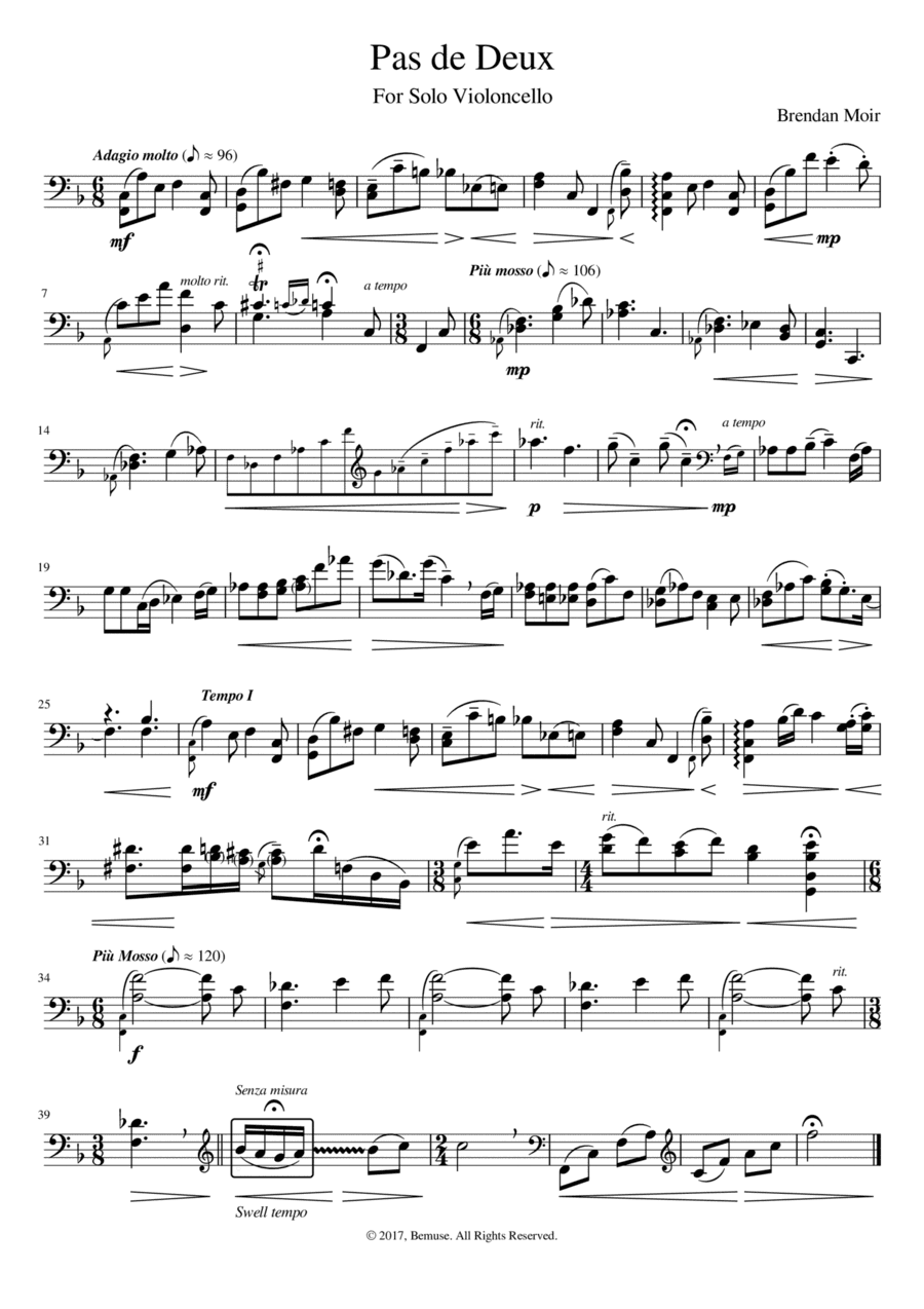 Pas de Deux for Solo Violoncello