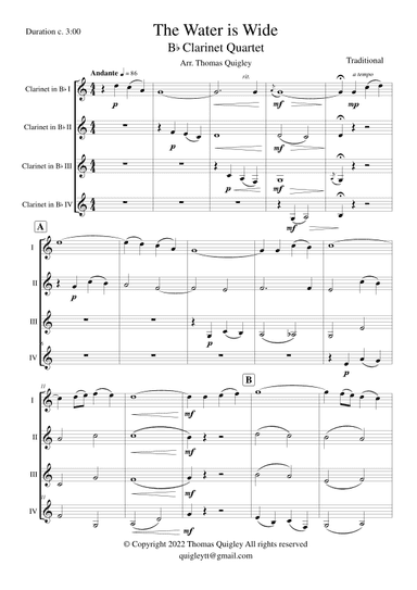 The Water is Wide (Clarinet Quartet) (arr. Thomas Quigley)