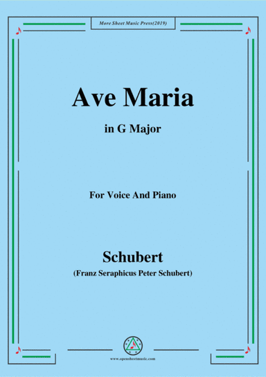 Schubert-Ave maria in G Major,for voice and piano (arr. MSM)