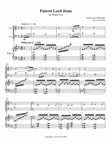 Fairest Lord Jesus for Piano Trio (arr. Ian Wei)