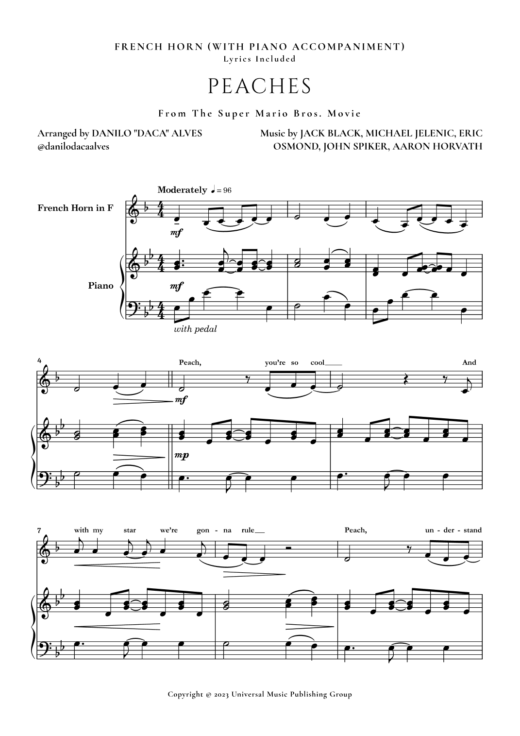 Peaches (arr. Danilo "Daca" Alves)