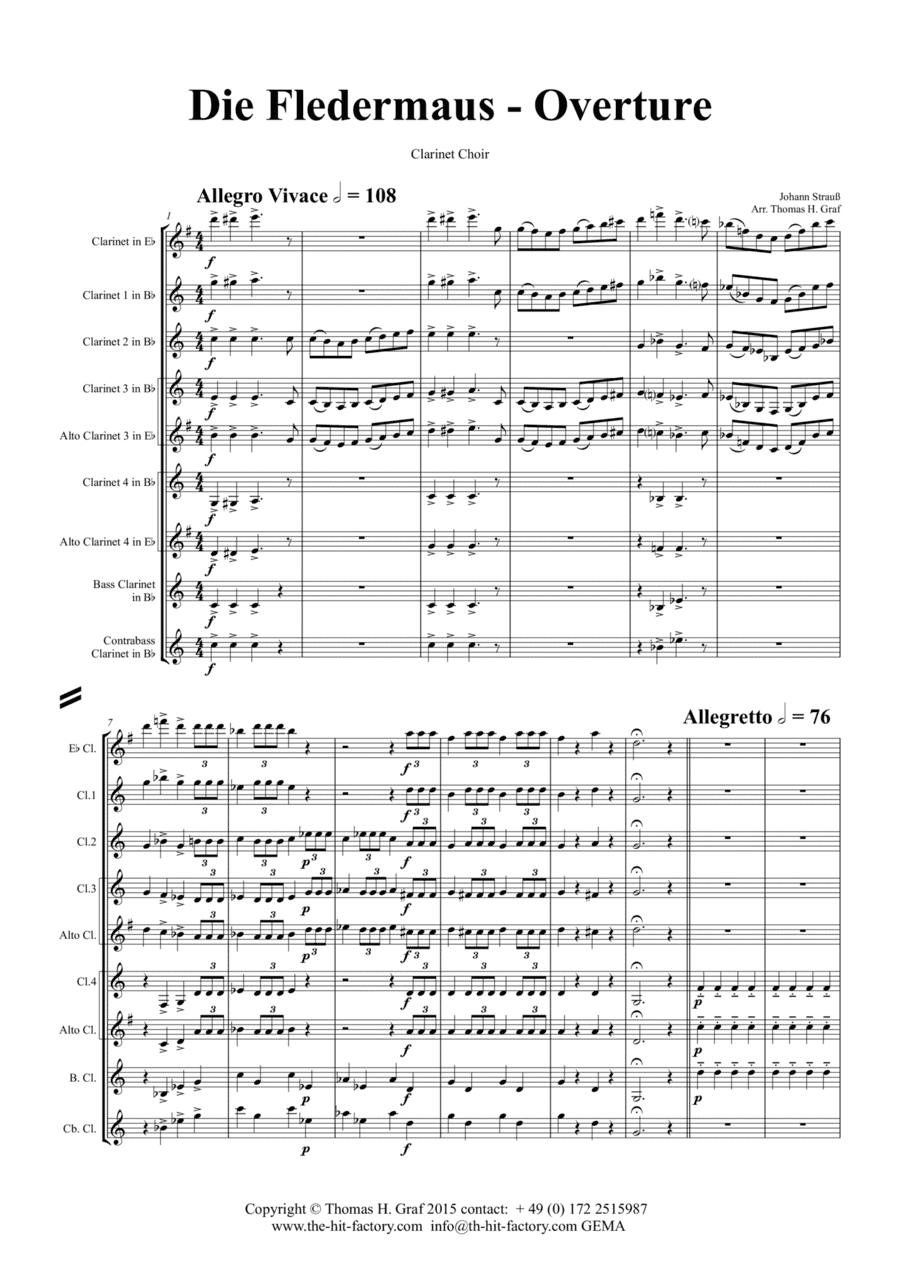 Die Fledermaus (Bb) - Johann Strauss - Overture - Clarinet Choir Letter (arr. Thomas Graf)