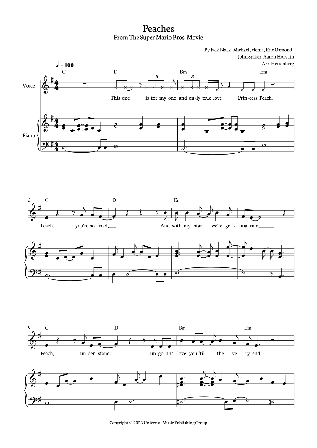 Peaches (arr. Heisenberg)
