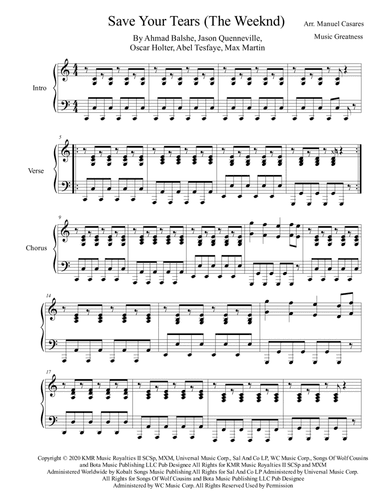 Save Your Tears (arr. Music Greatness)