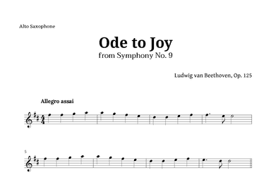 Ode to Joy by Beethoven for Alto Sax (arr. Langanho)